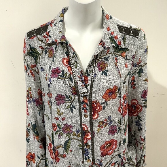 Maeve By Anthropologie Top Women Size 4 Multicolor Janie Flounce Ruffle Hemline - Picture 5 of 14